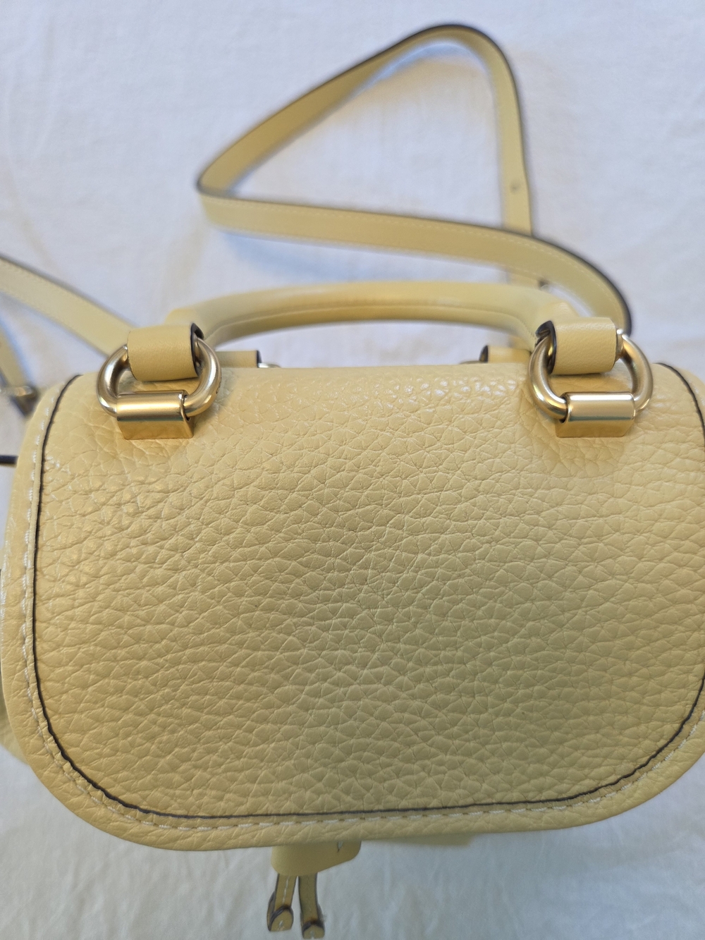 Coach Riya 21 Pebbled Leather Mini Backpack, Hay/Pale Yellow, Like New - Picture 10 of 13